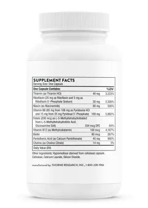 Thorne B-Complex #6 (60 Capsules) - B-vitamin complex with extra B6 and active P-5-P for mood and hormone support.