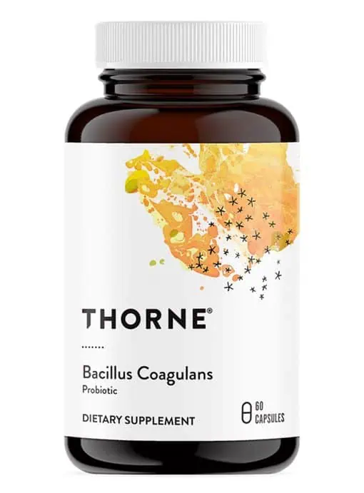 Thorne Bacillus Coagulans (60 Capsules) - spore-based probiotic for digestive health and bloating relief.
