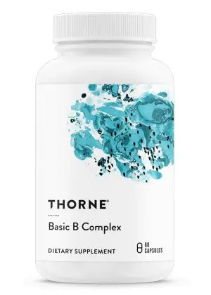 Thorne Basic B Complex (60 Capsules) - active B vitamin supplement for energy, stress, and nerve support.