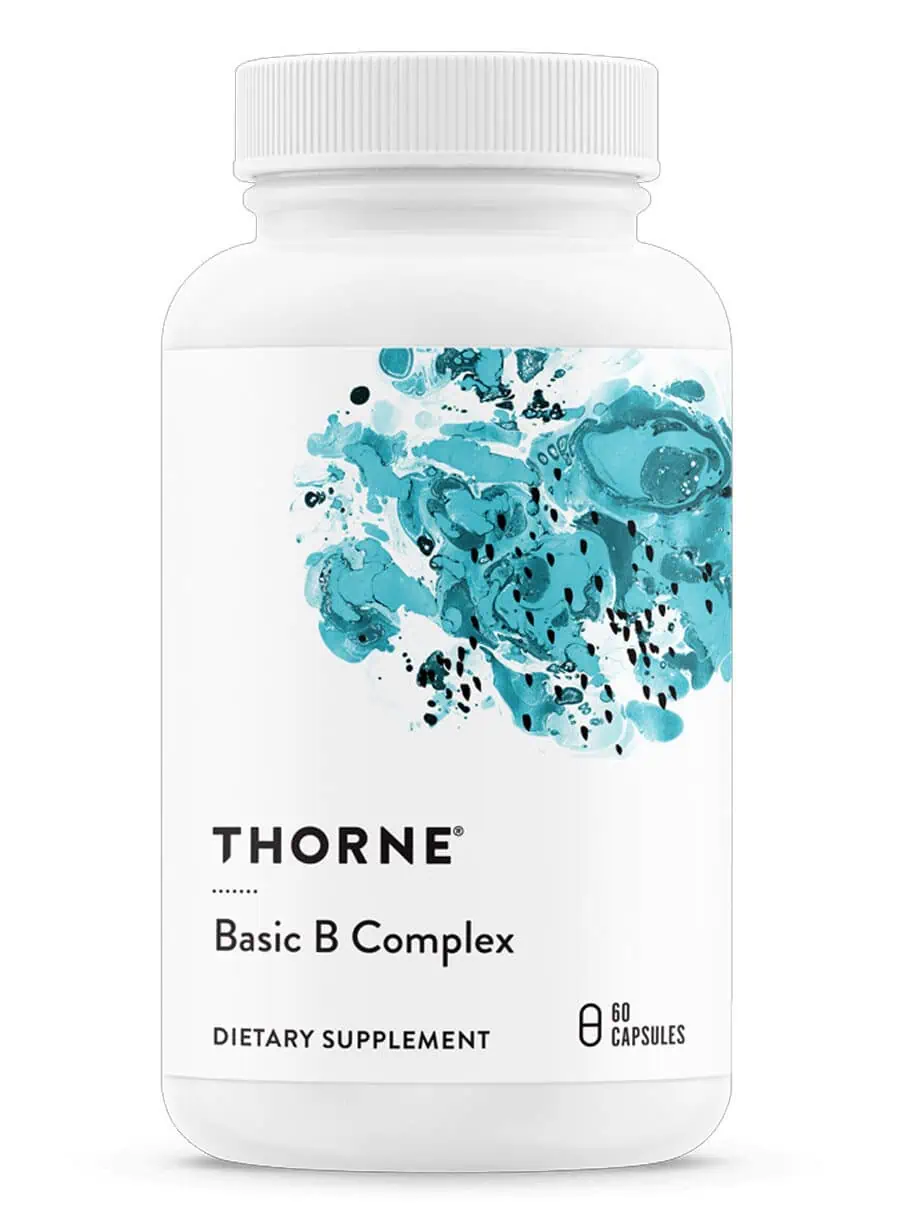 Thorne Basic B Complex (60 Capsules) - active B vitamin supplement for energy, stress, and nerve support.