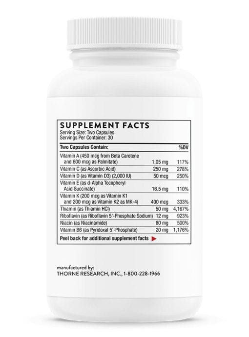 Thorne Basic Nutrients 2/Day (60 Capsules) - Convenient two-a-day multivitamin for foundational health.