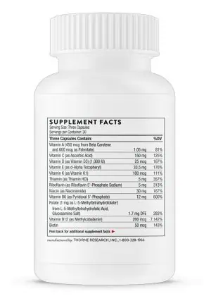 Thorne Basic Prenatal - A comprehensive prenatal vitamin with active folate and gentle iron.