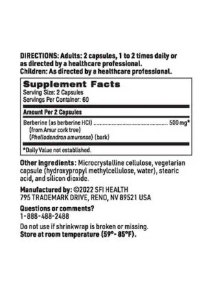 Berberine - 500 mg Berberine HCl from Amur cork tree for metabolic and blood sugar support.