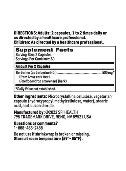 Berberine - 500 mg Berberine HCl from Amur cork tree for metabolic and blood sugar support.