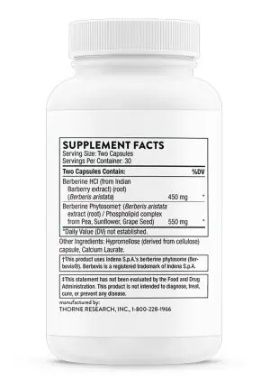 Thorne Berberine - A high-absorption berberine HCl and phytosome blend for metabolic and cardiovascular support.