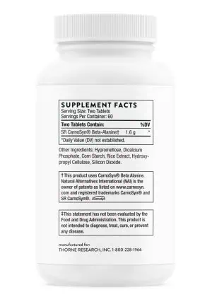 Thorne Beta-Alanine-SR - A sustained-release beta-alanine (SR CarnoSyn) for muscle endurance and performance.