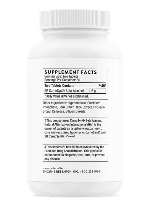 Thorne Beta-Alanine-SR - A sustained-release beta-alanine (SR CarnoSyn) for muscle endurance and performance.