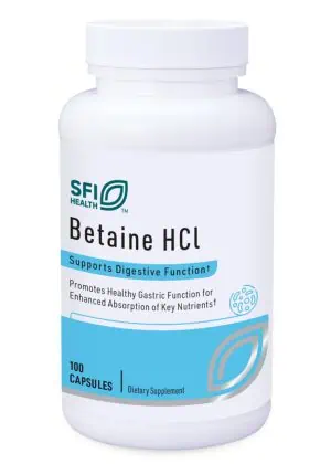Betaine HCI - 648 mg of Betaine hydrochloride to support healthy stomach acidity.