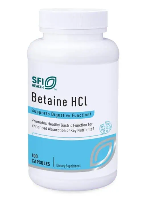 Betaine HCI - 648 mg of Betaine hydrochloride to support healthy stomach acidity.