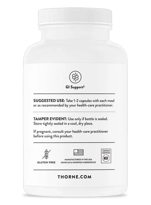 Thorne Betaine HCl & Pepsin - A supplement for stomach acid and protein digestion support.