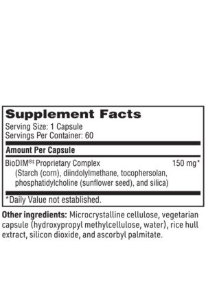 BioDIM 150mg - A patented, bioavailable DIM supplement for healthy estrogen metabolism.