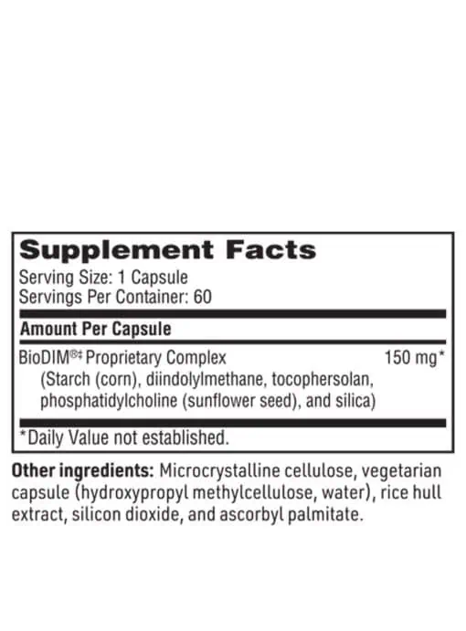 BioDIM 150mg - A patented, bioavailable DIM supplement for healthy estrogen metabolism.