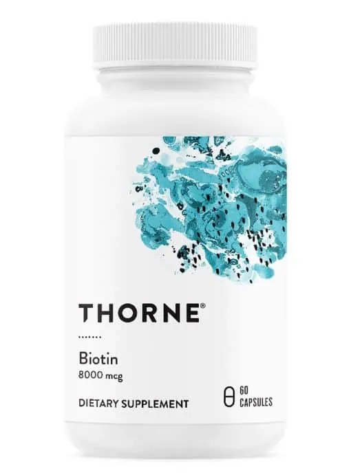 Thorne Biotin-8 (60 Capsules) - 8mg high-potency biotin supplement for healthy hair, skin, and nails.