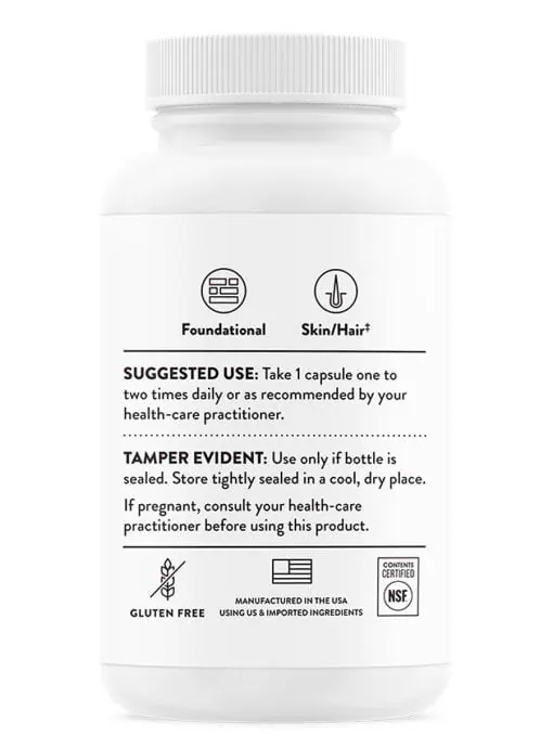 Thorne Biotin-8 (60 Capsules) - 8mg high-potency biotin supplement for healthy hair, skin, and nails.