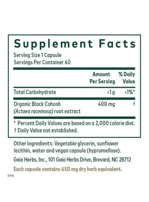 Black Cohosh - A full spectrum root extract to support a woman's body during natural hormonal transitions.