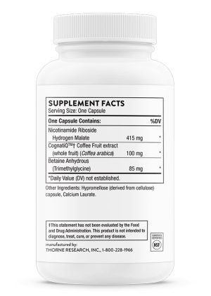 Thorne Brain Factors - Nootropic supplement with coffee fruit extract and nicotinamide riboside for cognitive health.