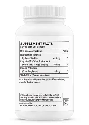 Thorne Brain Factors - Nootropic supplement with coffee fruit extract and nicotinamide riboside for cognitive health.