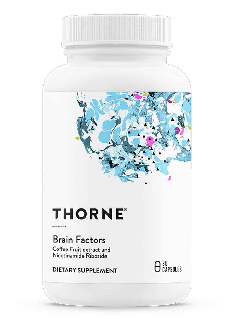 Thorne Brain Factors - Nootropic supplement with coffee fruit extract and nicotinamide riboside for cognitive health.