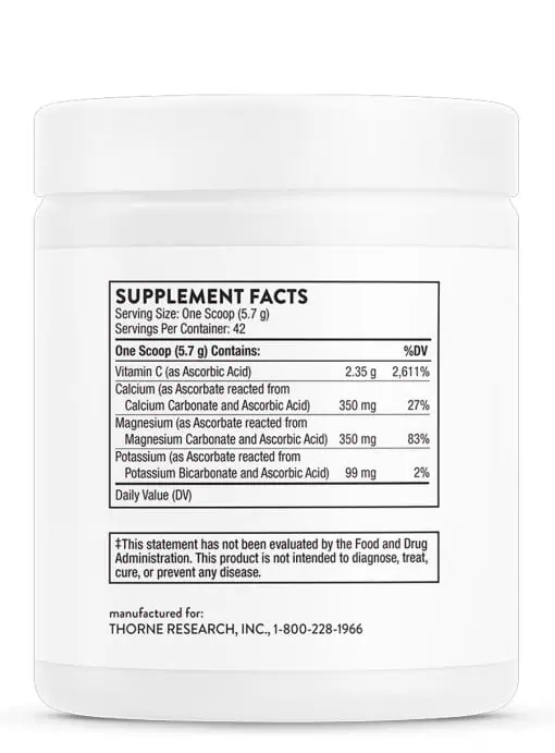 Thorne Buffered C Powder - A gentle, high-potency vitamin C powder with minerals for immune support.