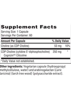 CDP Choline - with Cognizin Citicoline for neuronal support and mental sharpness.