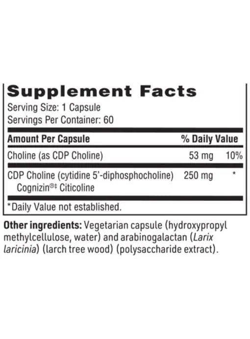 CDP Choline - with Cognizin Citicoline for neuronal support and mental sharpness.