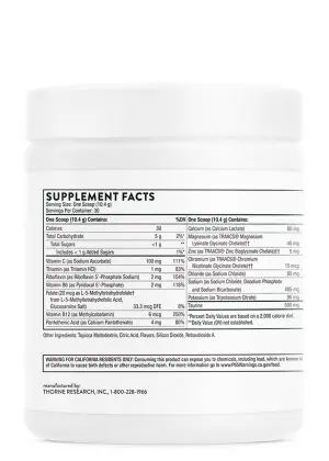 Thorne Catalyte (11.0 oz Lemon Lime) - NSF Certified electrolyte powder for hydration and energy.