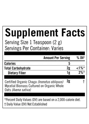 Om Organic Chaga Mushroom Powder - A superfood powder for antioxidant and immune support.