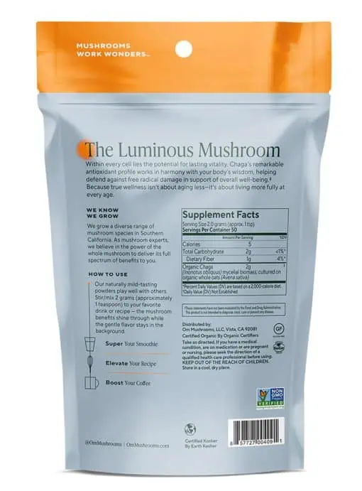 Chaga Organic Mushroom Powder Helps support antioxidant protection & vitality