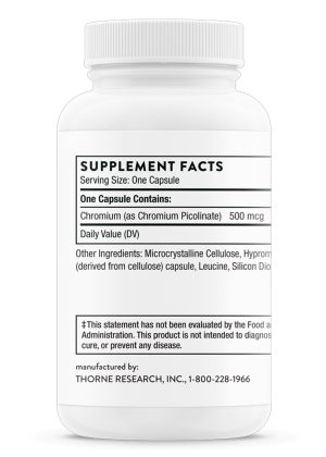 Chromium Picolinate Essential mineral that supports healthy blood sugar levels and helps lessen carbohydrate cravings