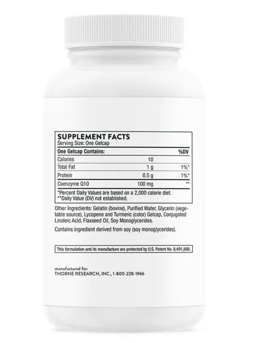 Thorne Q-Best 100 - A 100mg Coenzyme Q10 supplement for heart health, energy, and antioxidant support.