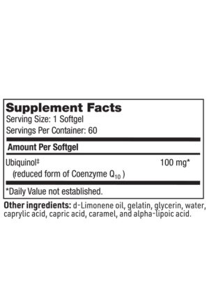 SFI Health CoQH - 100mg of ubiquinol, the active form of CoQ10, for antioxidant support.