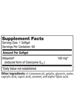 SFI Health CoQH - 100mg of ubiquinol, the active form of CoQ10, for antioxidant support.