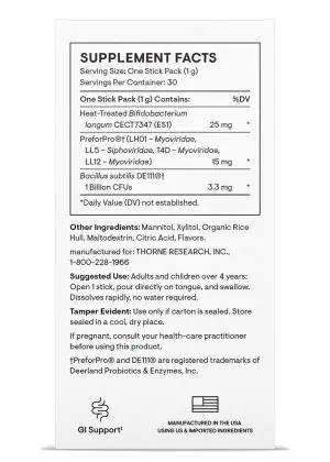 Thorne Complete Biotic - A 3-in-1 prebiotic, probiotic, and postbiotic powder for gut health.