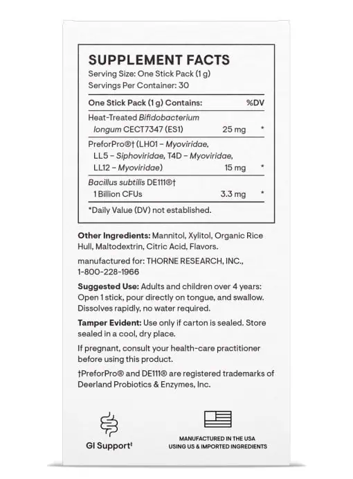 Thorne Complete Biotic - A 3-in-1 prebiotic, probiotic, and postbiotic powder for gut health.