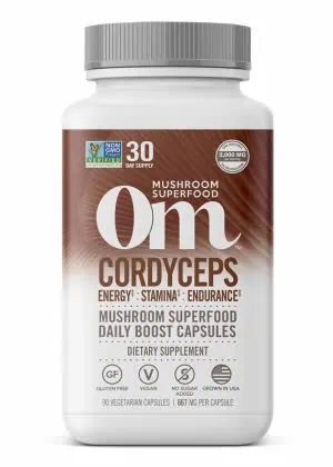 Om Organic Cordyceps Mushroom Superfood Capsules (90 count) - Supplement for energy, stamina, and oxygen uptake.