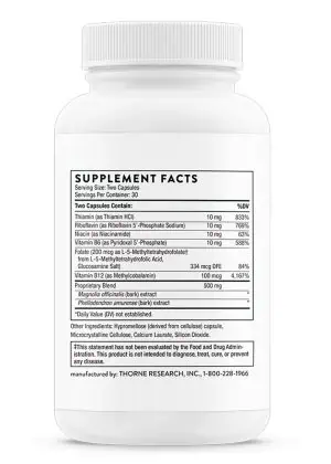 Thorne Craving and Stress Support (Relora® Plus) - A botanical and B-vitamin blend for stress, mood, and cortisol support.