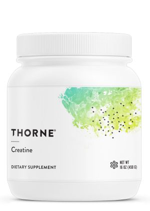 Thorne Creatine Monohydrate 90 and 180 Servings powder tub for muscle and cognitive support.