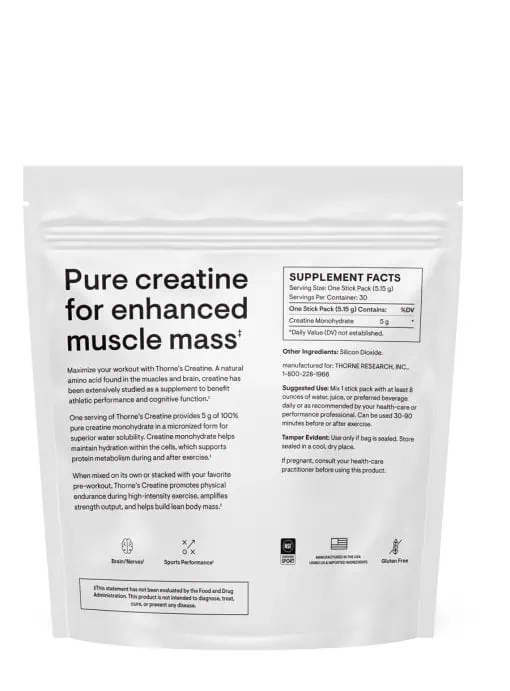 Thorne Creatine - An NSF Certified creatine monohydrate powder for muscle mass, power, and cognitive function.