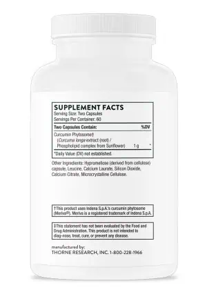 Thorne Meriva 500-SF - High-absorption, soy-free curcumin phytosome for joint and inflammation support.