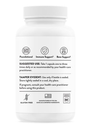 Thorne D-1,000 (90 Capsules) - Vitamin D3 1000 IU supplement for daily immune and bone support.