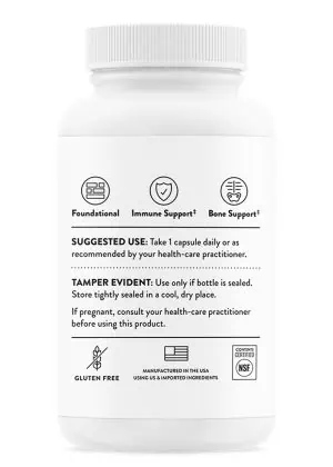 Thorne D-10,000 (60 Capsules) - Vitamin D3 10000 IU supplement for clinical-level immune and bone support.