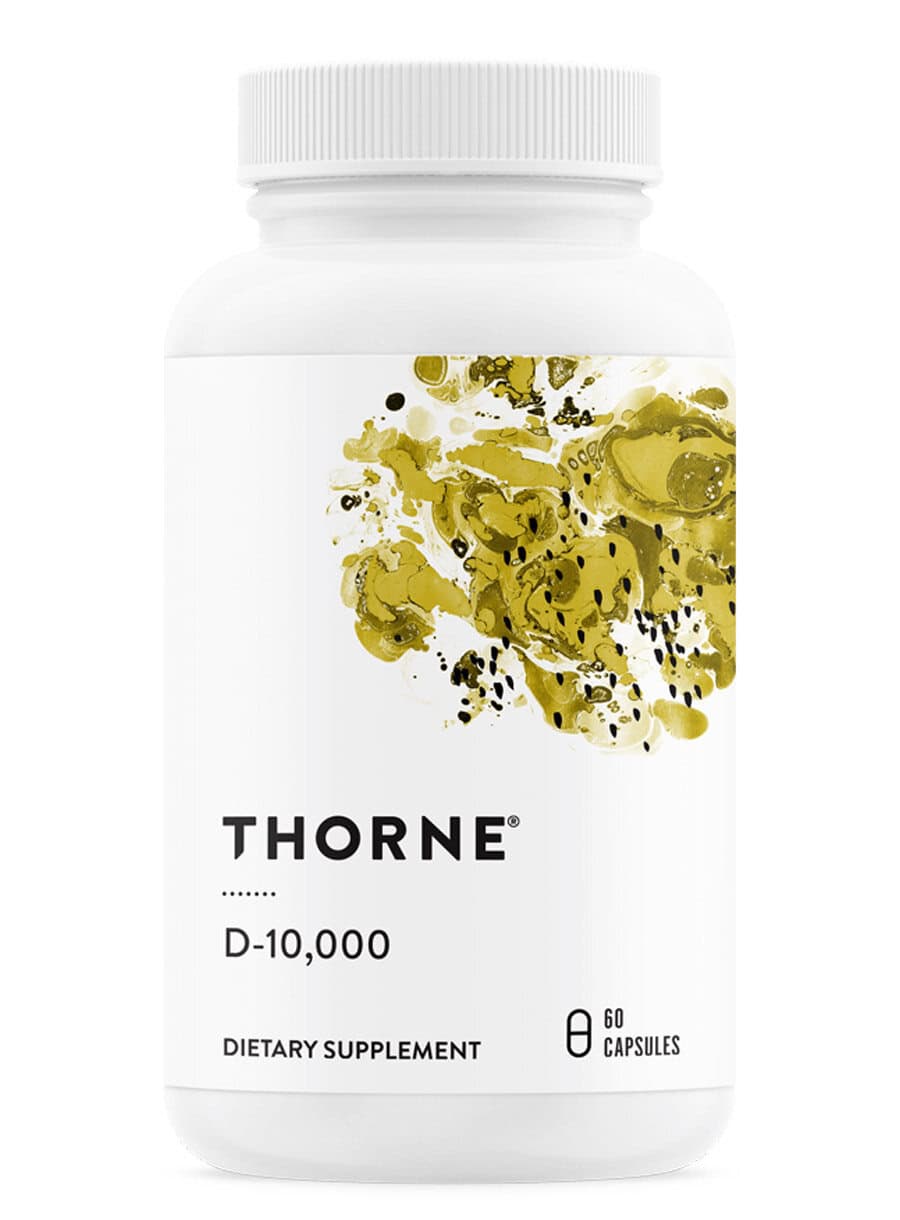 Thorne D-10,000 (60 Capsules) - Vitamin D3 10000 IU supplement for clinical-level immune and bone support.