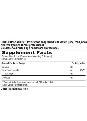 SFI Health D-Ribose Powder - Pure D-ribose for cellular energy, heart, and muscle support.