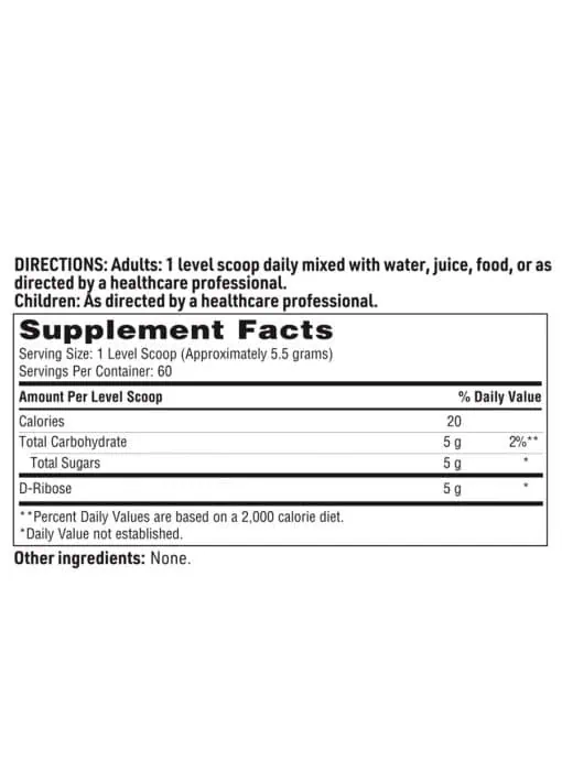 SFI Health D-Ribose Powder - Pure D-ribose for cellular energy, heart, and muscle support.
