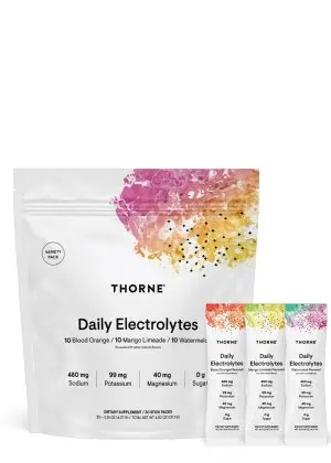 Thorne Daily Electrolytes (30 Stick Variety Pack) - sugar-free electrolyte powder for hydration and muscle recovery.