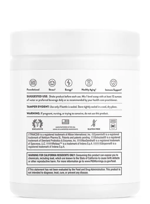 Thorne Daily Greens Plus - A comprehensive greens powder with adaptogens, mushrooms, and antioxidants.