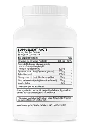 Thorne Diabenil (90 Capsules) - botanical and mineral supplement for healthy metabolism and blood sugar support.