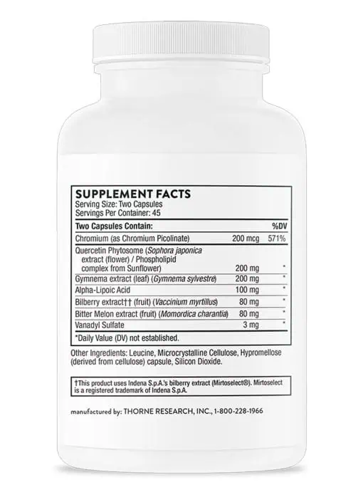 Thorne Diabenil (90 Capsules) - botanical and mineral supplement for healthy metabolism and blood sugar support.