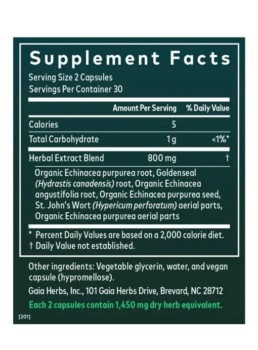 Echinacea Goldenseal - A blend of Echinacea, Goldenseal, and St. John's Wort for immune and respiratory health.