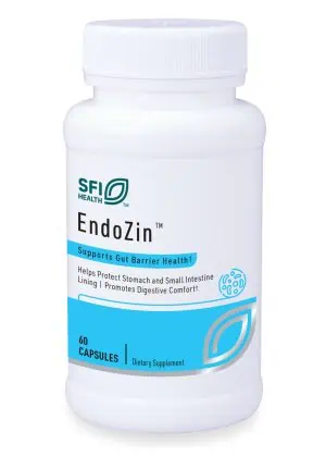 SFI Health EndoZin - Zinc Carnosine and L-Glutamine supplement for gut barrier and digestive comfort.